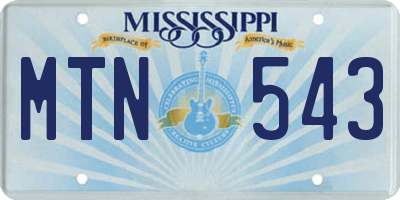MS license plate MTN543
