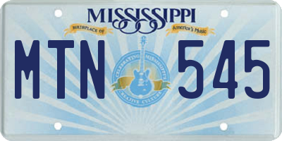 MS license plate MTN545