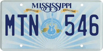 MS license plate MTN546