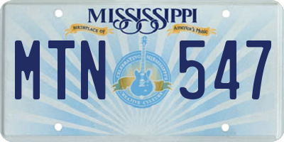 MS license plate MTN547