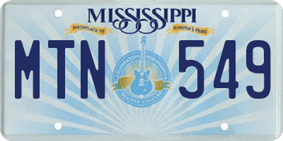 MS license plate MTN549