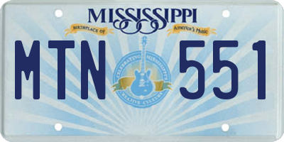 MS license plate MTN551