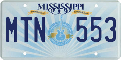 MS license plate MTN553