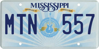 MS license plate MTN557