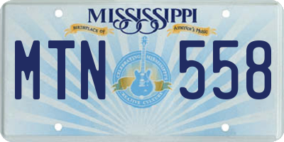 MS license plate MTN558