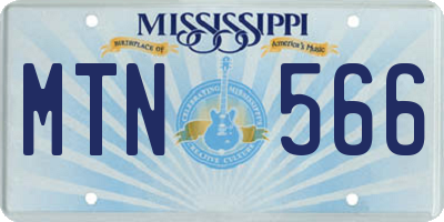 MS license plate MTN566