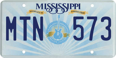 MS license plate MTN573