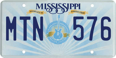 MS license plate MTN576