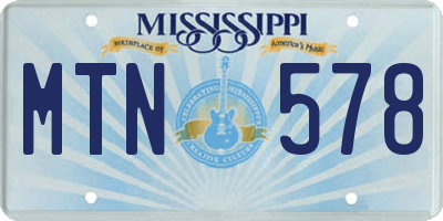 MS license plate MTN578