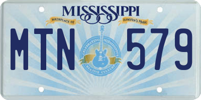 MS license plate MTN579