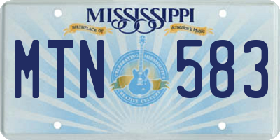 MS license plate MTN583