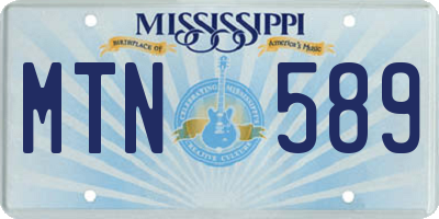MS license plate MTN589
