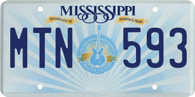 MS license plate MTN593
