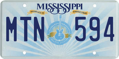 MS license plate MTN594