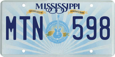 MS license plate MTN598
