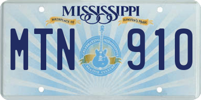 MS license plate MTN910