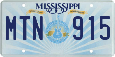 MS license plate MTN915