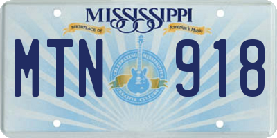 MS license plate MTN918