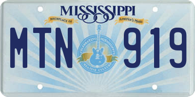MS license plate MTN919