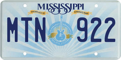 MS license plate MTN922