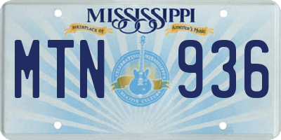 MS license plate MTN936