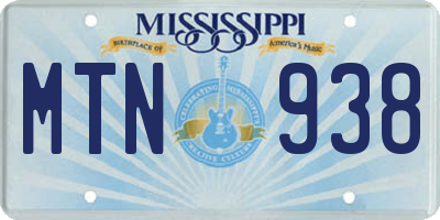 MS license plate MTN938