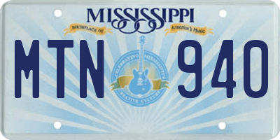 MS license plate MTN940