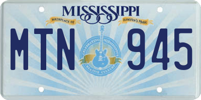 MS license plate MTN945