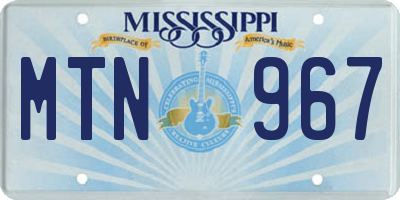 MS license plate MTN967