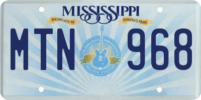 MS license plate MTN968