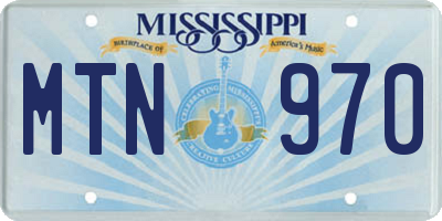 MS license plate MTN970