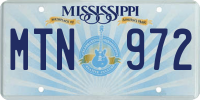 MS license plate MTN972