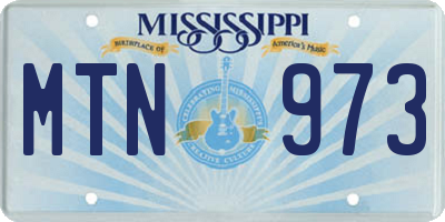MS license plate MTN973