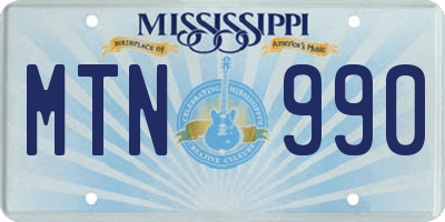 MS license plate MTN990
