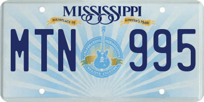 MS license plate MTN995