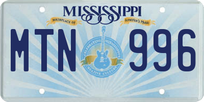 MS license plate MTN996