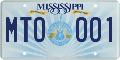 MS license plate MTO001