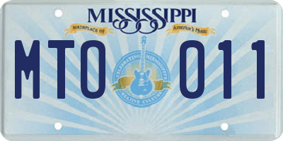 MS license plate MTO011