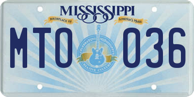 MS license plate MTO036