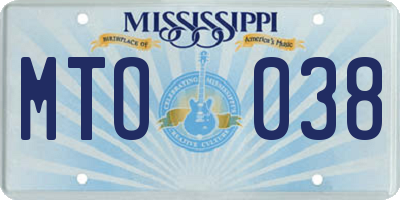 MS license plate MTO038