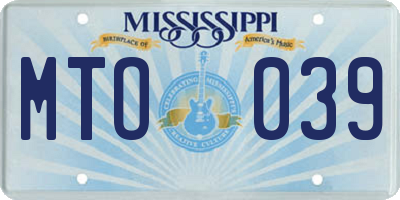 MS license plate MTO039