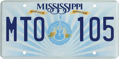 MS license plate MTO105