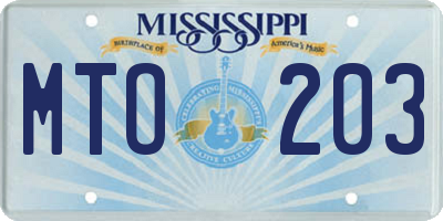 MS license plate MTO203