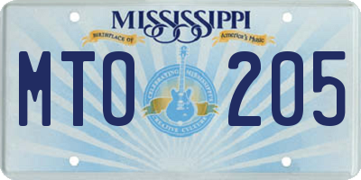 MS license plate MTO205