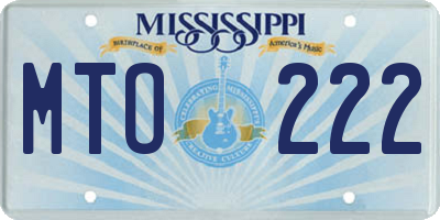MS license plate MTO222