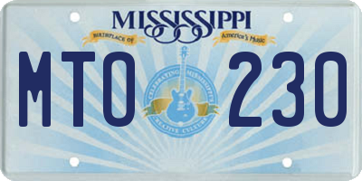 MS license plate MTO230
