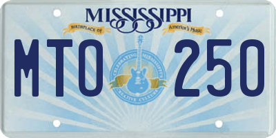 MS license plate MTO250