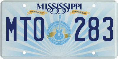 MS license plate MTO283