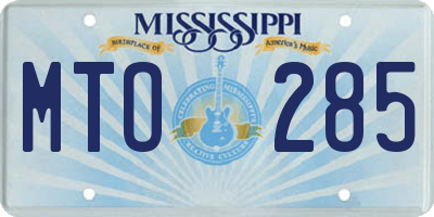 MS license plate MTO285