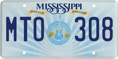 MS license plate MTO308